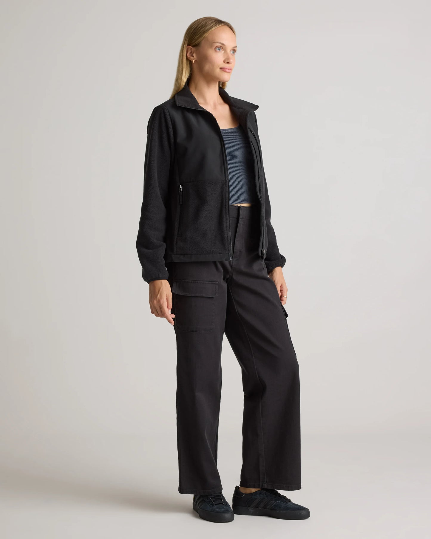Polar Fleece Full-Zip Jacket - XS / Gravel/Bold Black