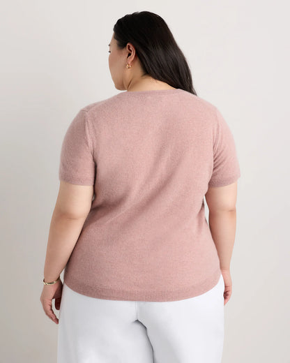 Mongolian Cashmere Tee - 1X / Heather Vintage Pink