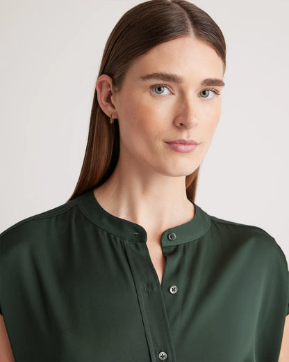 Washable Stretch Silk Midi Shirt Dress - XS / Black