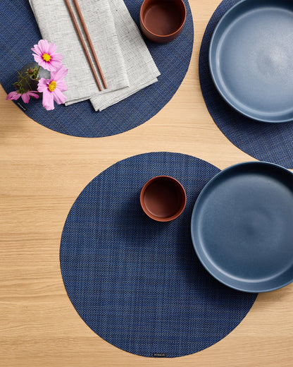 Mini Basketweave Easy-Care Round Placemat, Set of 4 by Chilewich - One Size / Parchment