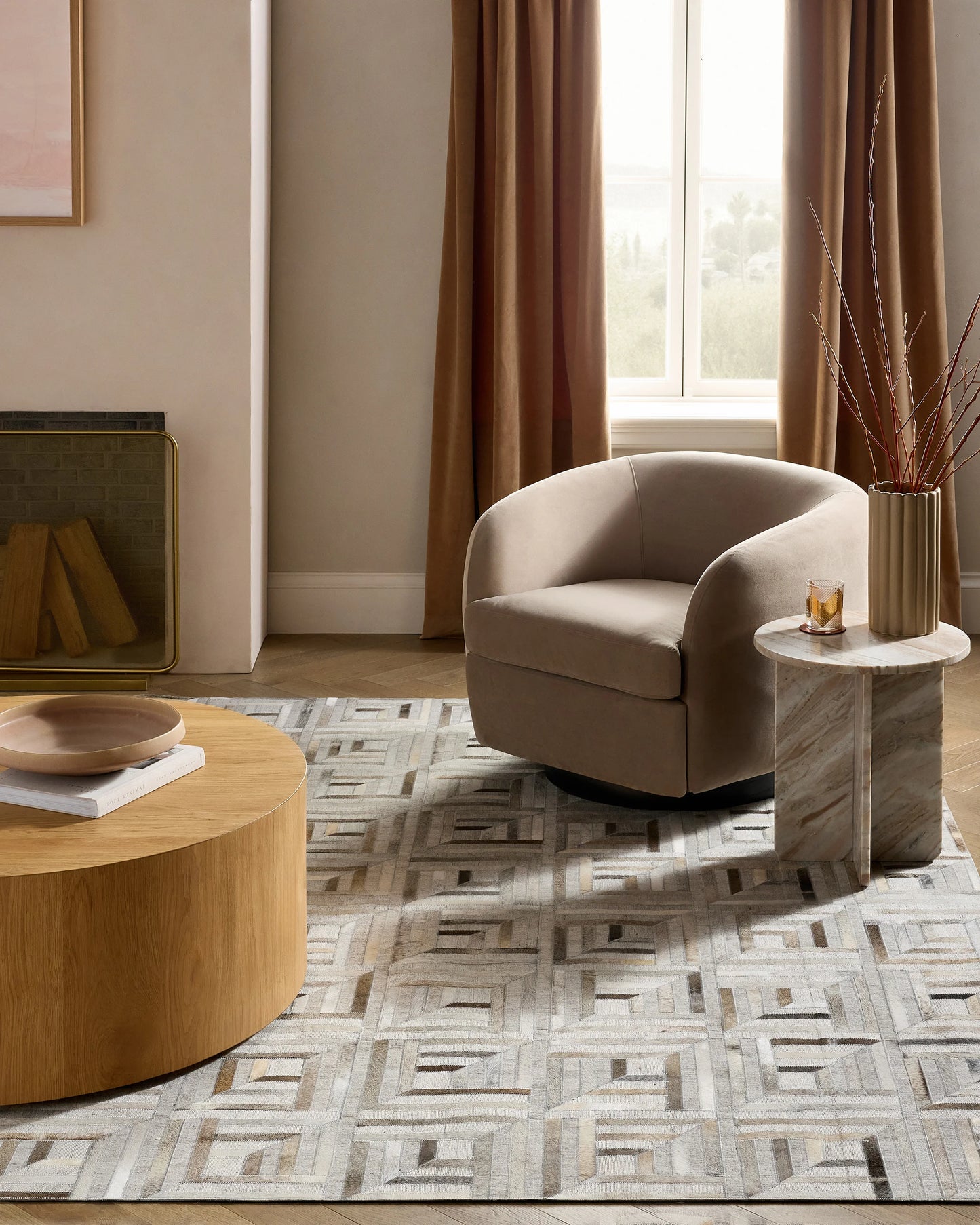 Geometric Hair on Hide Rug - 5' x 8' / Grey