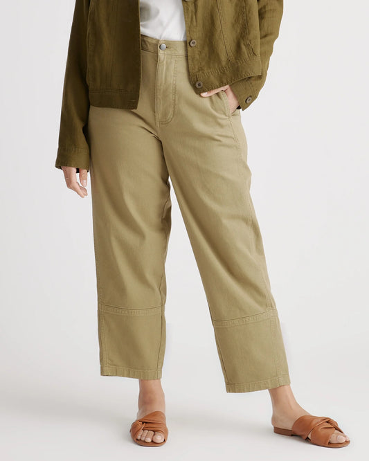 Organic Stretch Cotton Twill Barrel Pants - 0 / Olive