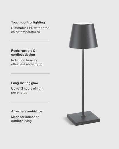 Poldina Pro Rechargeable Table Lamp by Zafferano - Regular / White