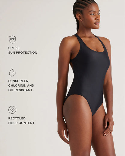 Italian Cross-Back One-Piece Swimsuit - XS / Black