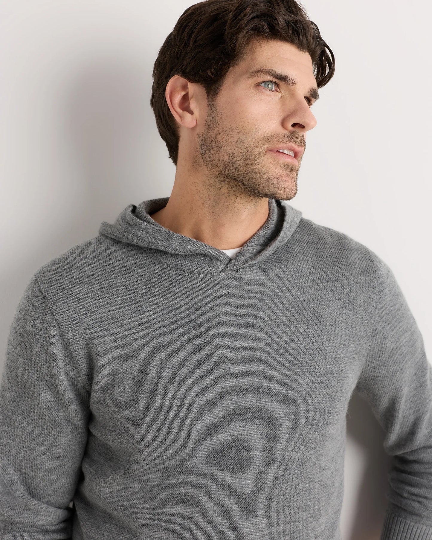 Alpaca-Wool Hooded Sweater - S / Heather Navy