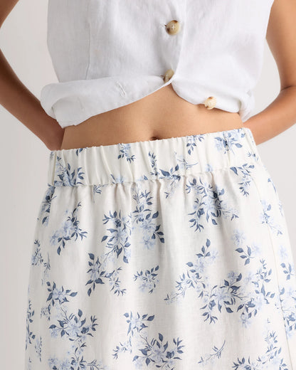100% European Linen Maxi Skirt - XS / Classic Mini Gingham