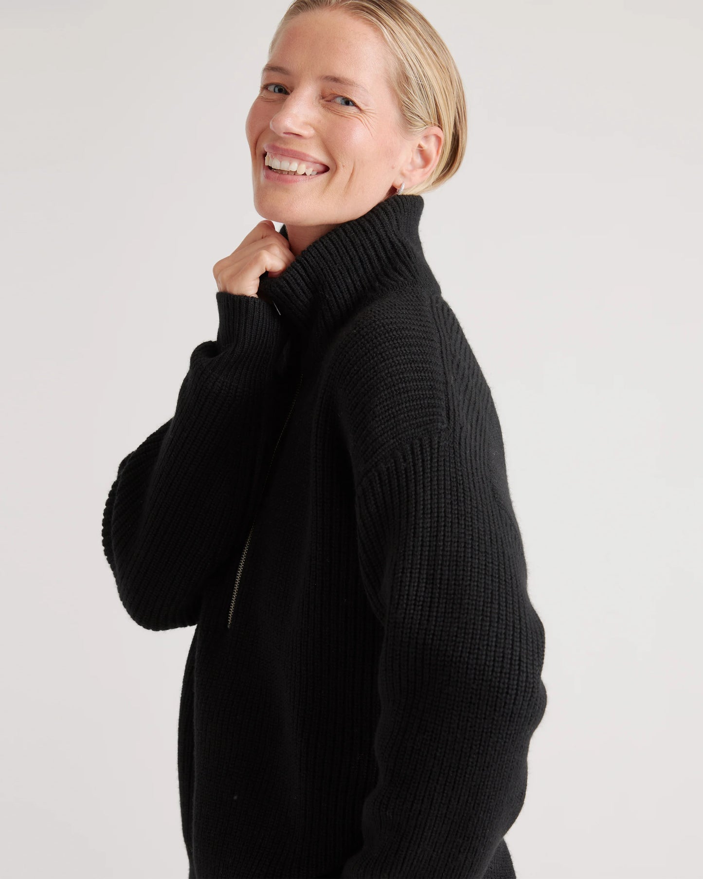 Australian Merino Wool Half Zip Sweater - XS / Heather Grey