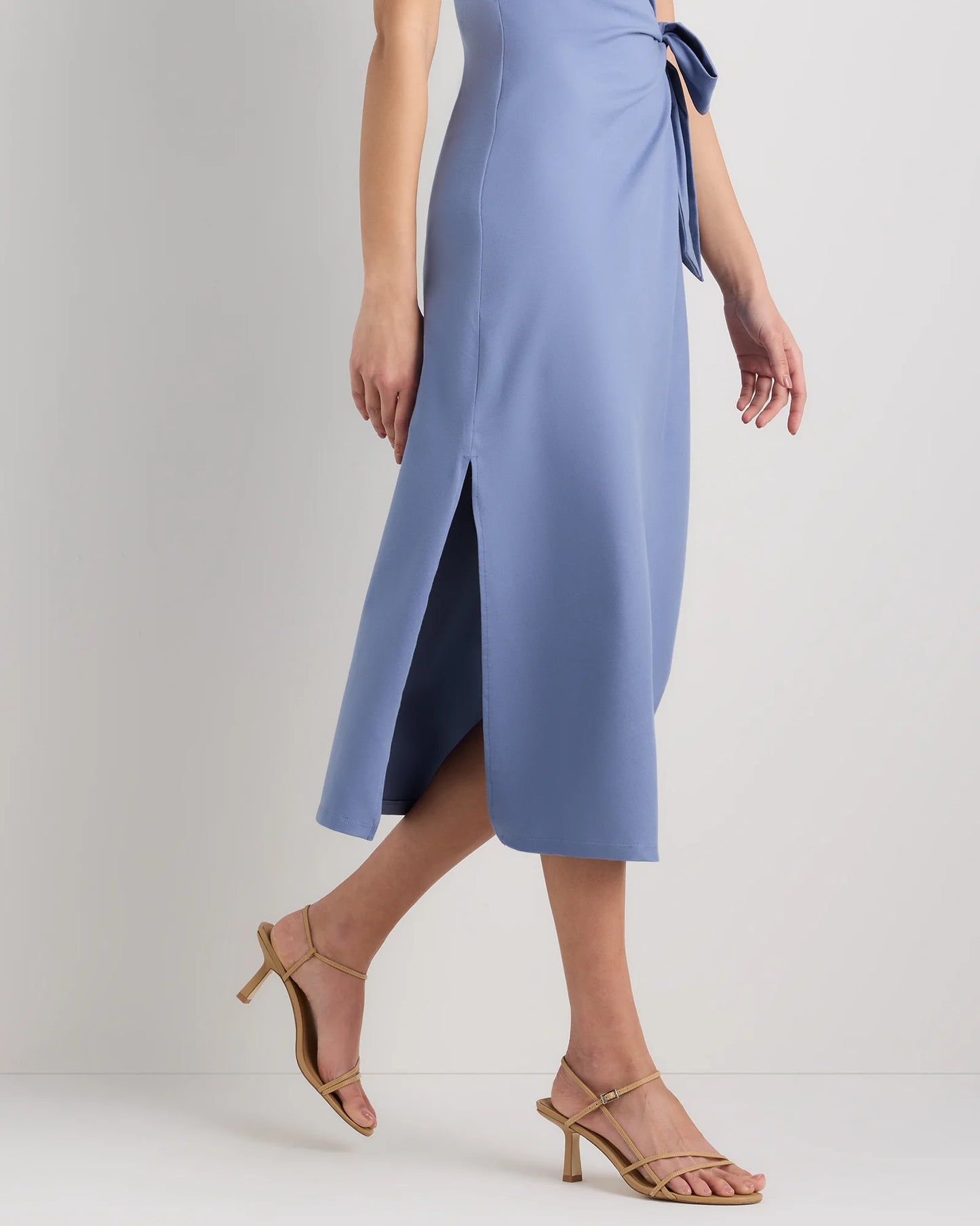 Stretch Cotton Jersey Side Tie Midi Dress - XS / Spiced Orange