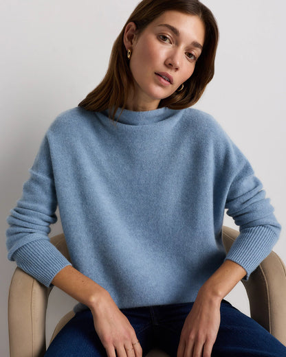 Mongolian Cashmere Funnel Neck Sweater - XS / Heather Grey