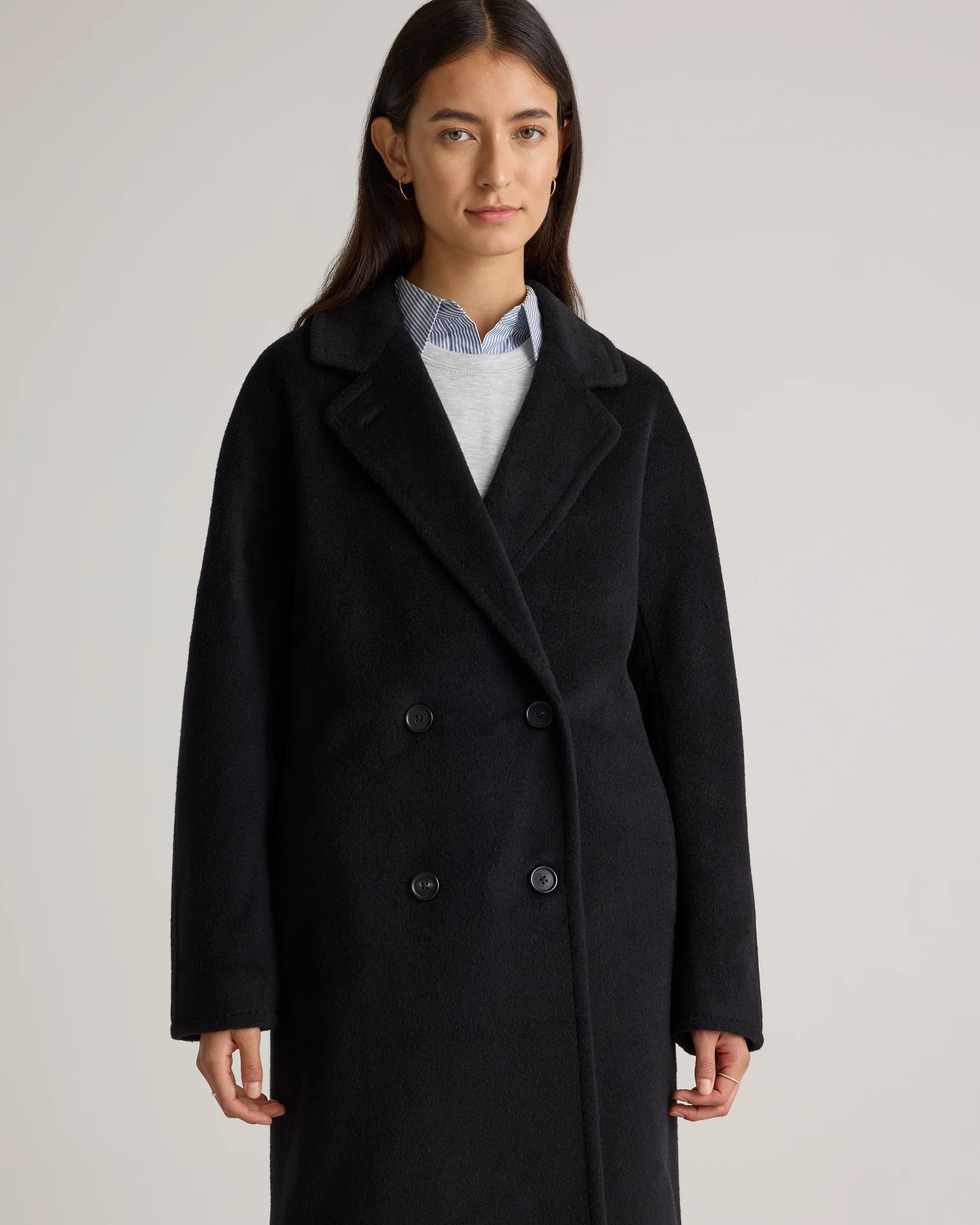 Camel Hair Double-Breasted Slouch Coat - XS / Vicuna