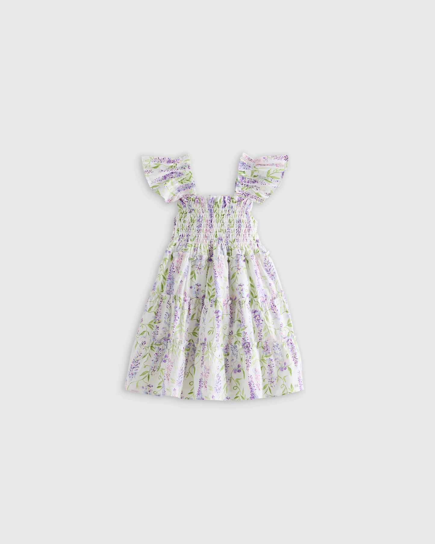 100% Organic Cotton Poplin Smocked Dress - 3-6M / Wisteria Floral
