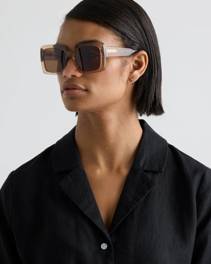 Cartagena Polarized Acetate Sunglasses - One Size / Clear Taupe with Brown lens
