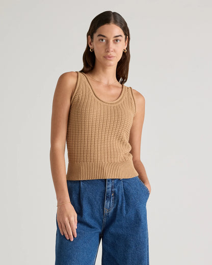 100% Organic Cotton Waffle Cropped Sweater Tank - XS / Heather Dove Grey
