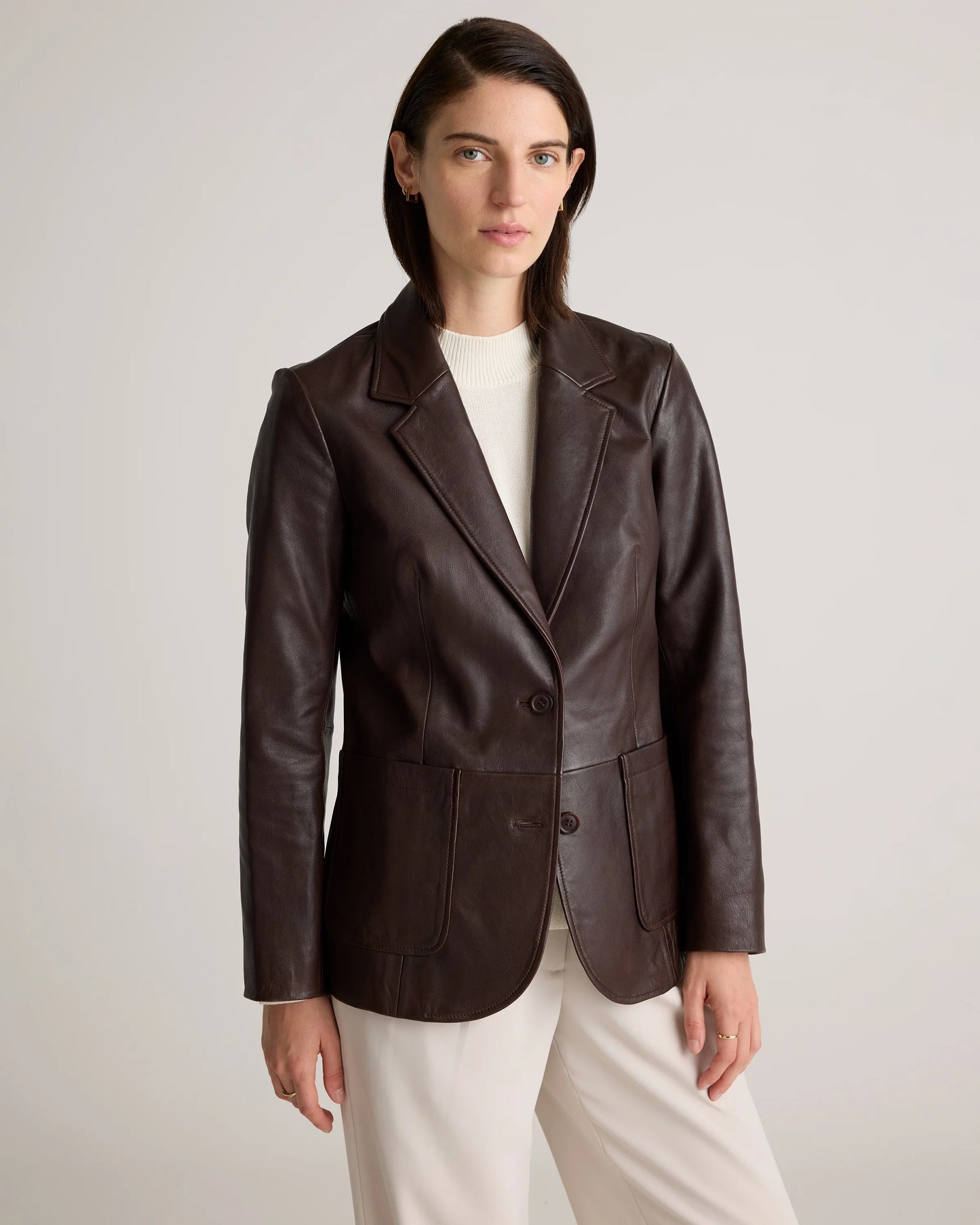 100% Leather Blazer - XS / Rich Brown