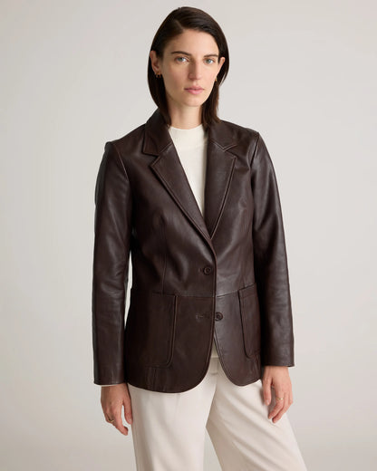 100% Leather Blazer - XS / Rich Brown