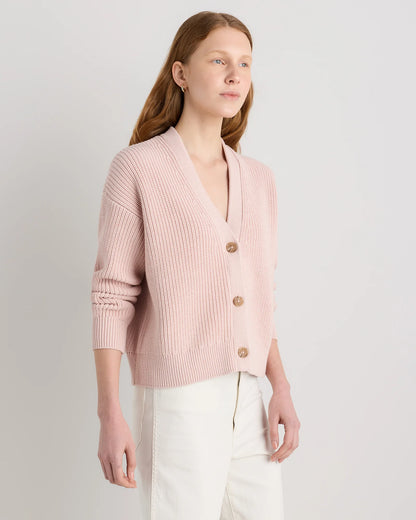 100% Organic Cotton Fisherman Boxy Cropped Cardigan - XS / Sapphire Blue