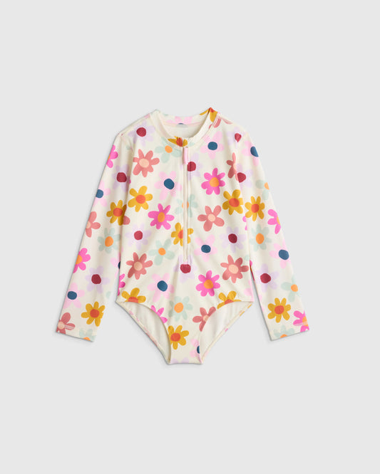 Long Sleeve Zip-Up Swimsuit - 6 / Happy Floral