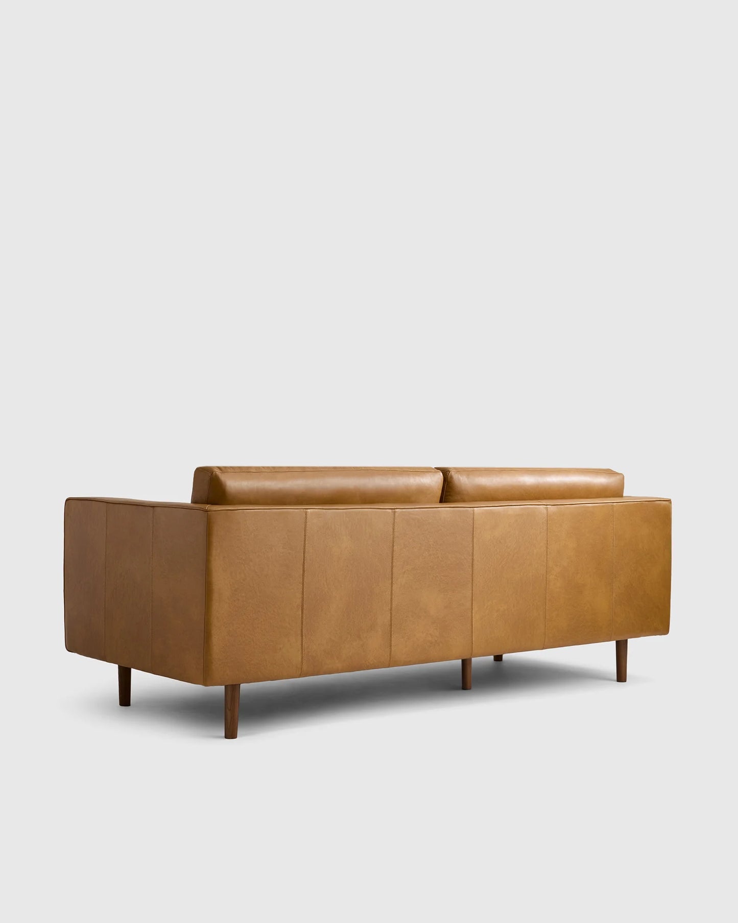 Italian Leather Midcentury Sofa - One Size / Chestnut