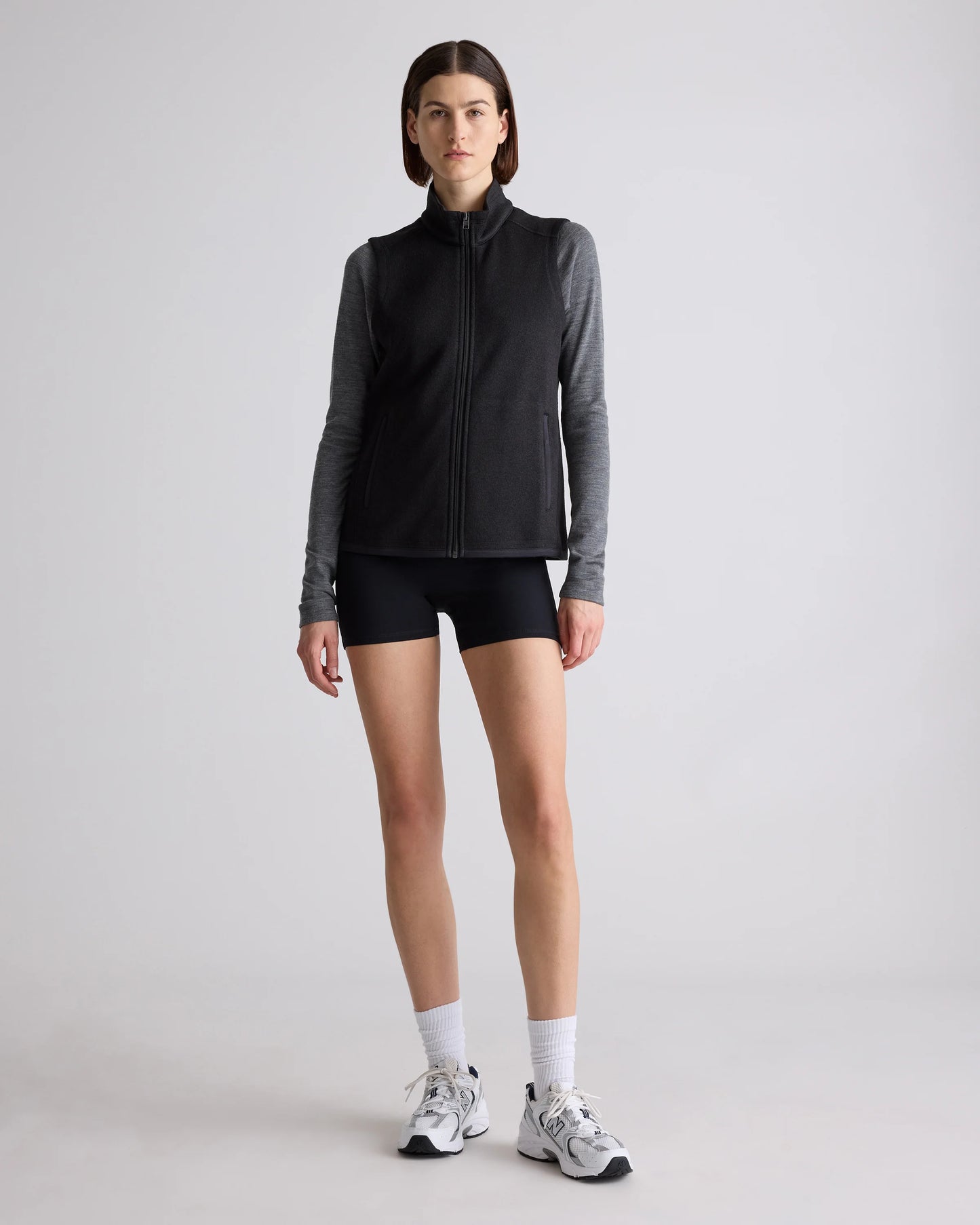 Sweater-Knit Fleece Full-Zip Vest - XS / Heather Mineral Green
