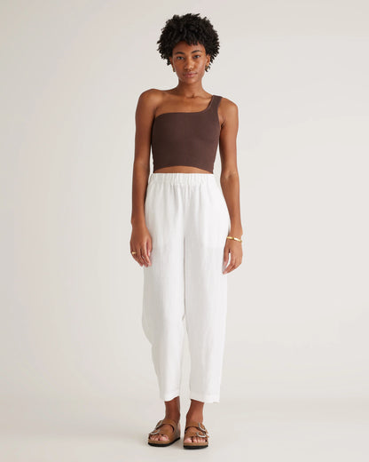 100% European Linen Pants - XS / White