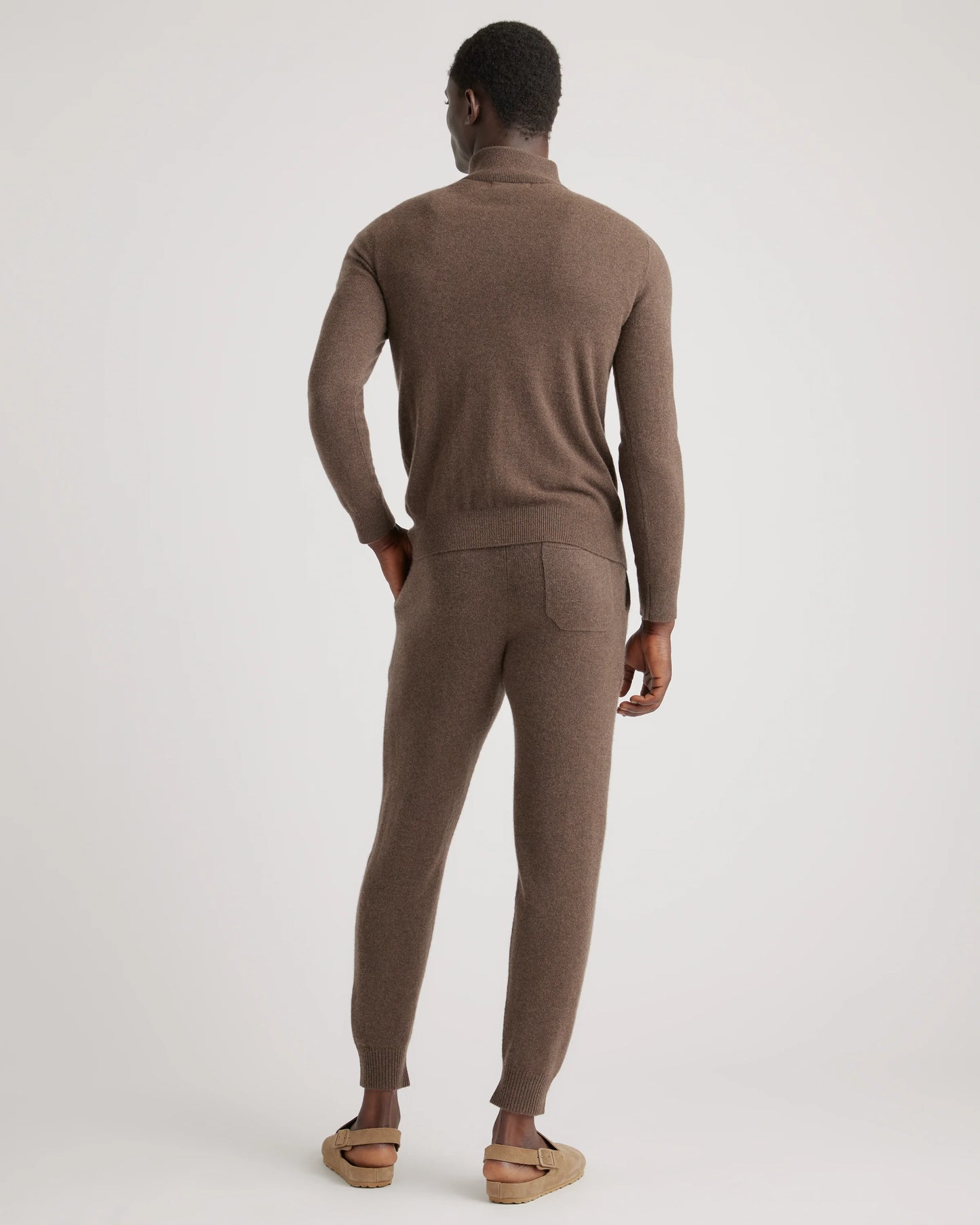 Mongolian Cashmere Quarter Zip Sweater - S / Olive Twist