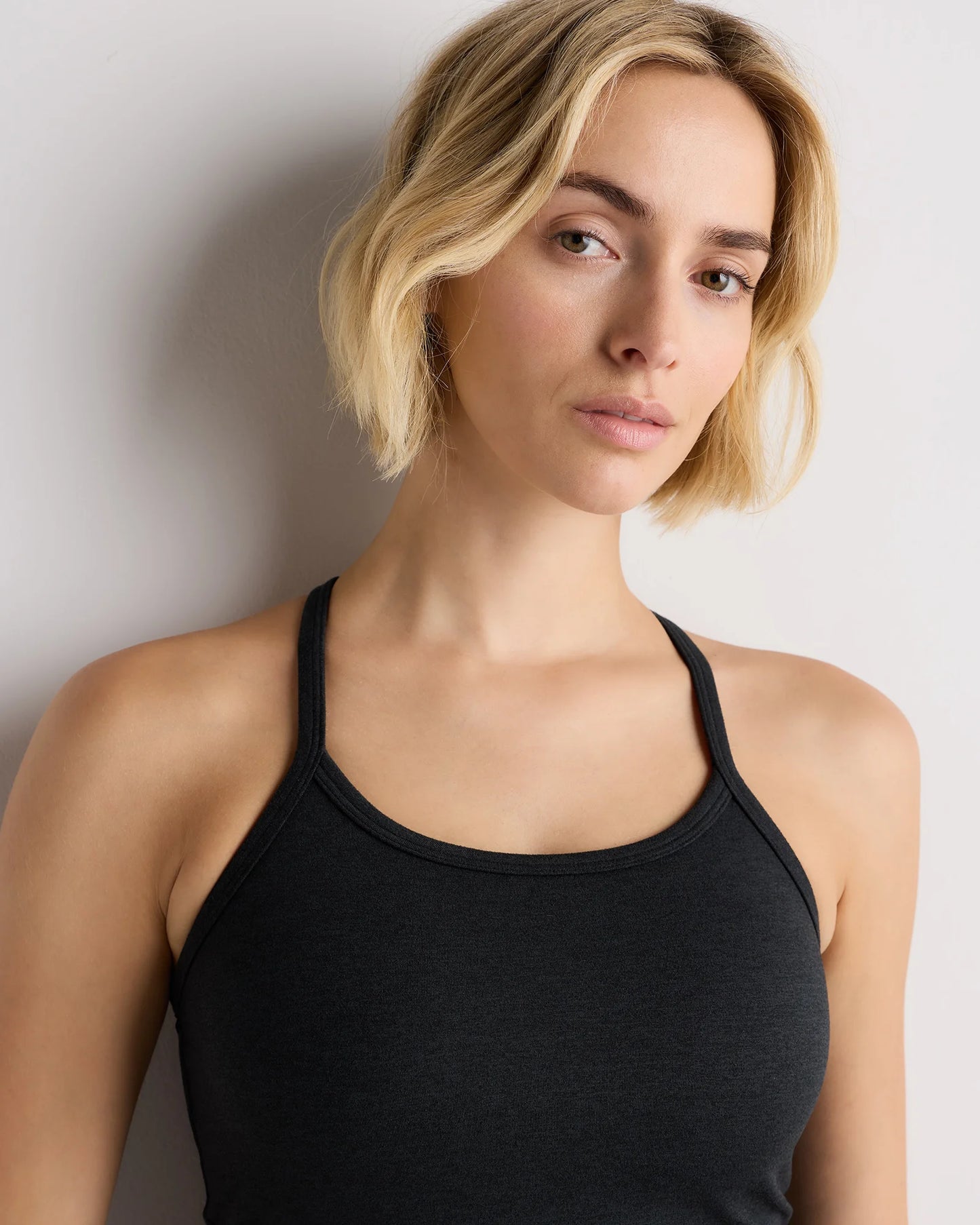 Ultra-Soft Y-Back Cropped Bra Tank - XS / Heather Black