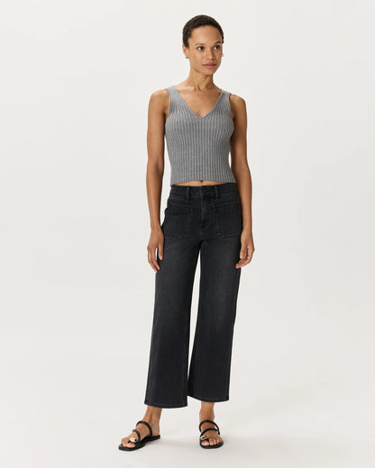 Bella Stretch Patch Pocket Wide Leg Jeans - 24 / Deep Sea Blue