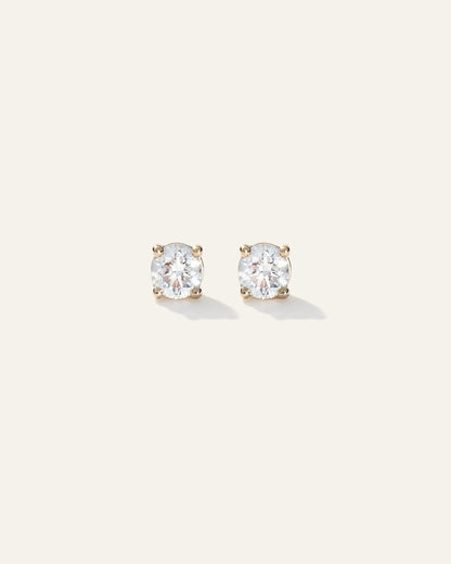 14k Gold Natural Diamond Solitaire Studs - 0.25ctw - One Size / Yellow Gold