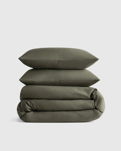 Organic Crisp Percale Duvet Cover Set - Twin / Espresso