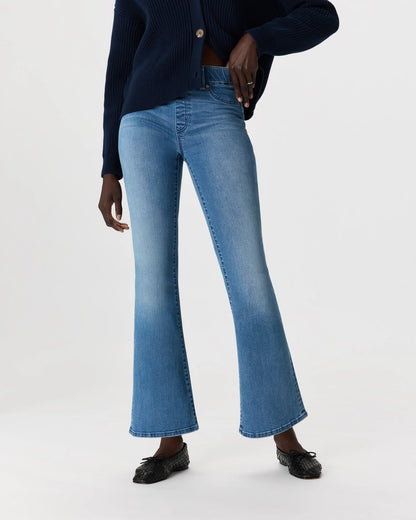 Nina Stretch Pull-On Flare Jeans - XS / Raven Black