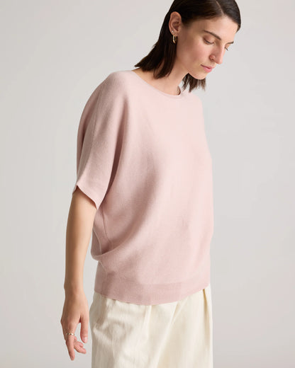Lightweight Cotton Cashmere Link-Stitch Dolman Sweater - XS / Sugar Stone