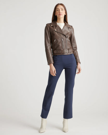Ultra-Stretch Ponte Straight Leg 4-Pocket Pants - XS / Black