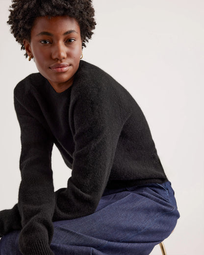 100% Yak Wool Crewneck Sweater - XS / Black