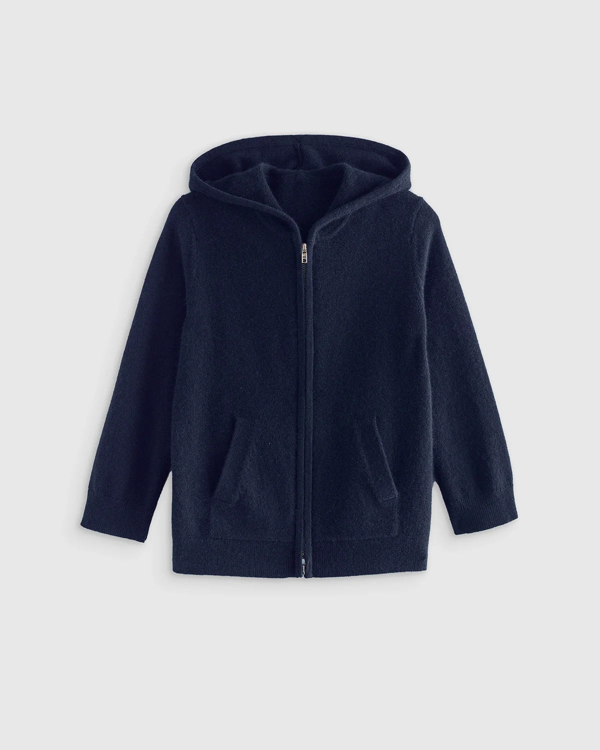 Washable Cashmere Full Zip Hoodie - 6 / Heather Grey