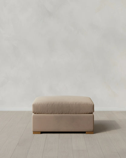 Hollis Slope Arm Ottoman in Performance Velvet - 37" / Taupe
