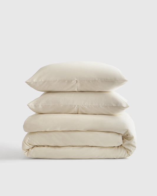 Luxury Organic Sateen Duvet Cover Set - Twin / Ivory