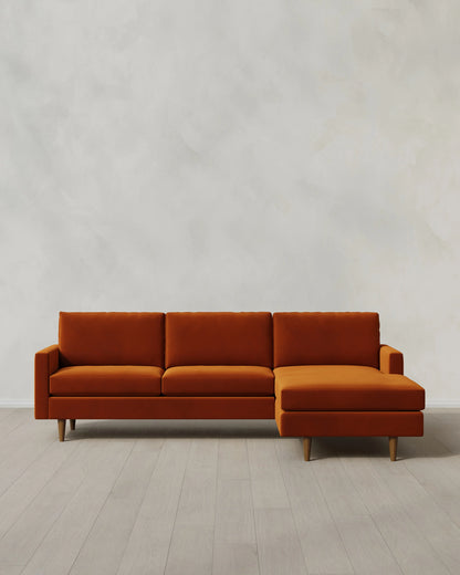 Atlas Midcentury Chaise Sectional in Performance Velvet - 106" Right Arm / Pine