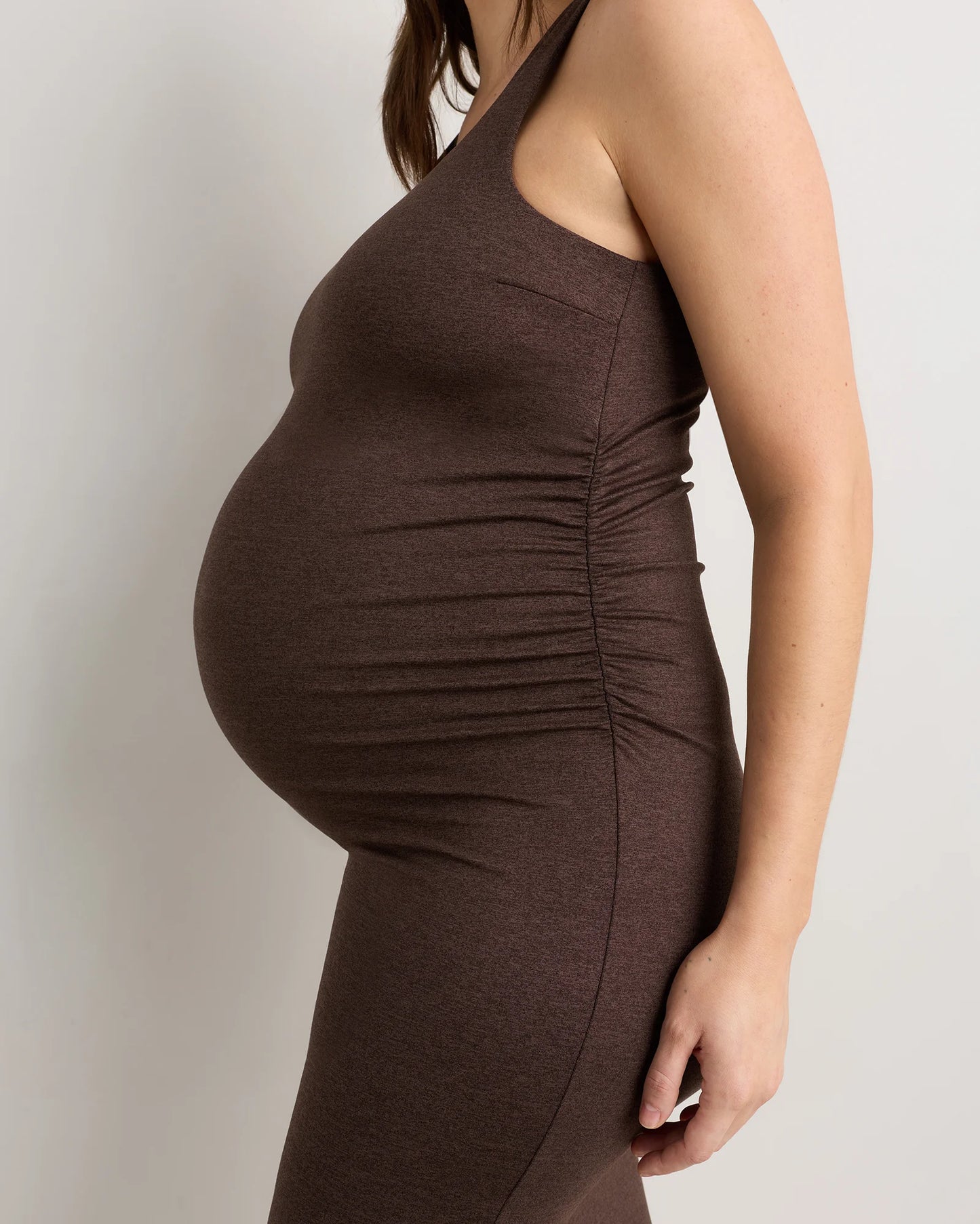 Ultra-Soft Maternity Midi Dress - XS / Heather Black