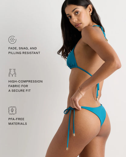Italian Adjustable Side-Tie Bikini Bottom - XS / Electric Blue Floral