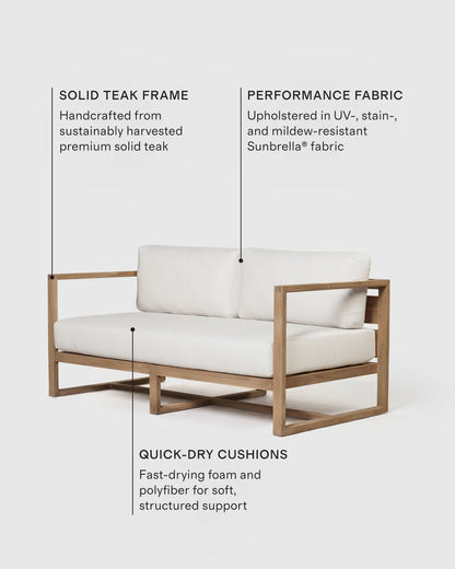 Linear Solid Teak Outdoor Sofa - 65" / Natural Teak