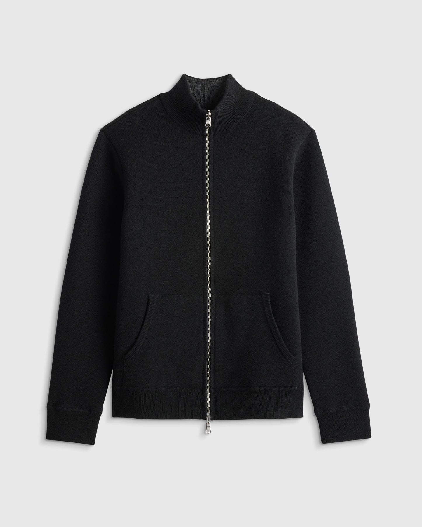 100% Reversible Cashmere Full Zip Sweater - S / Black/Charcoal