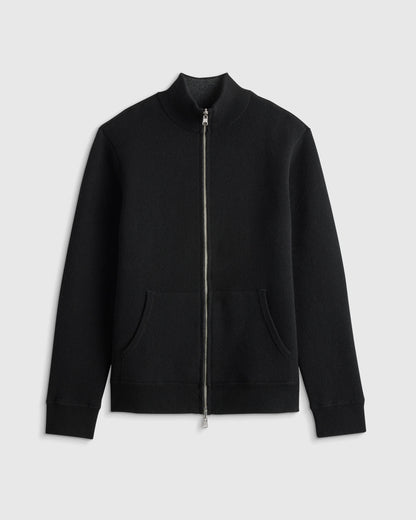100% Reversible Cashmere Full Zip Sweater - S / Black/Charcoal