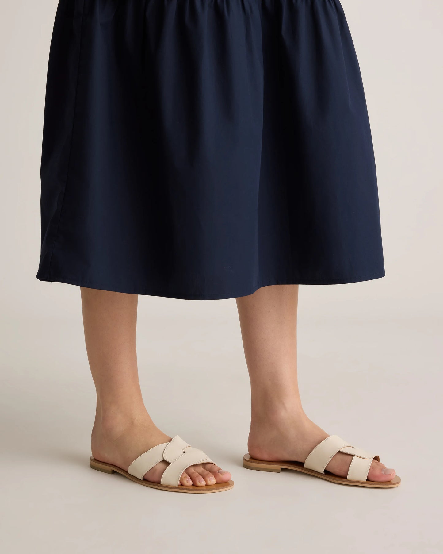 Italian Leather Cutout Slide Sandal - 5 / Shell Pink