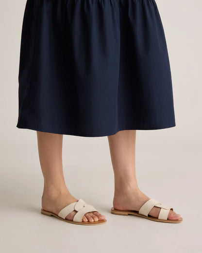 Italian Leather Cutout Slide Sandal - 5 / Shell Pink