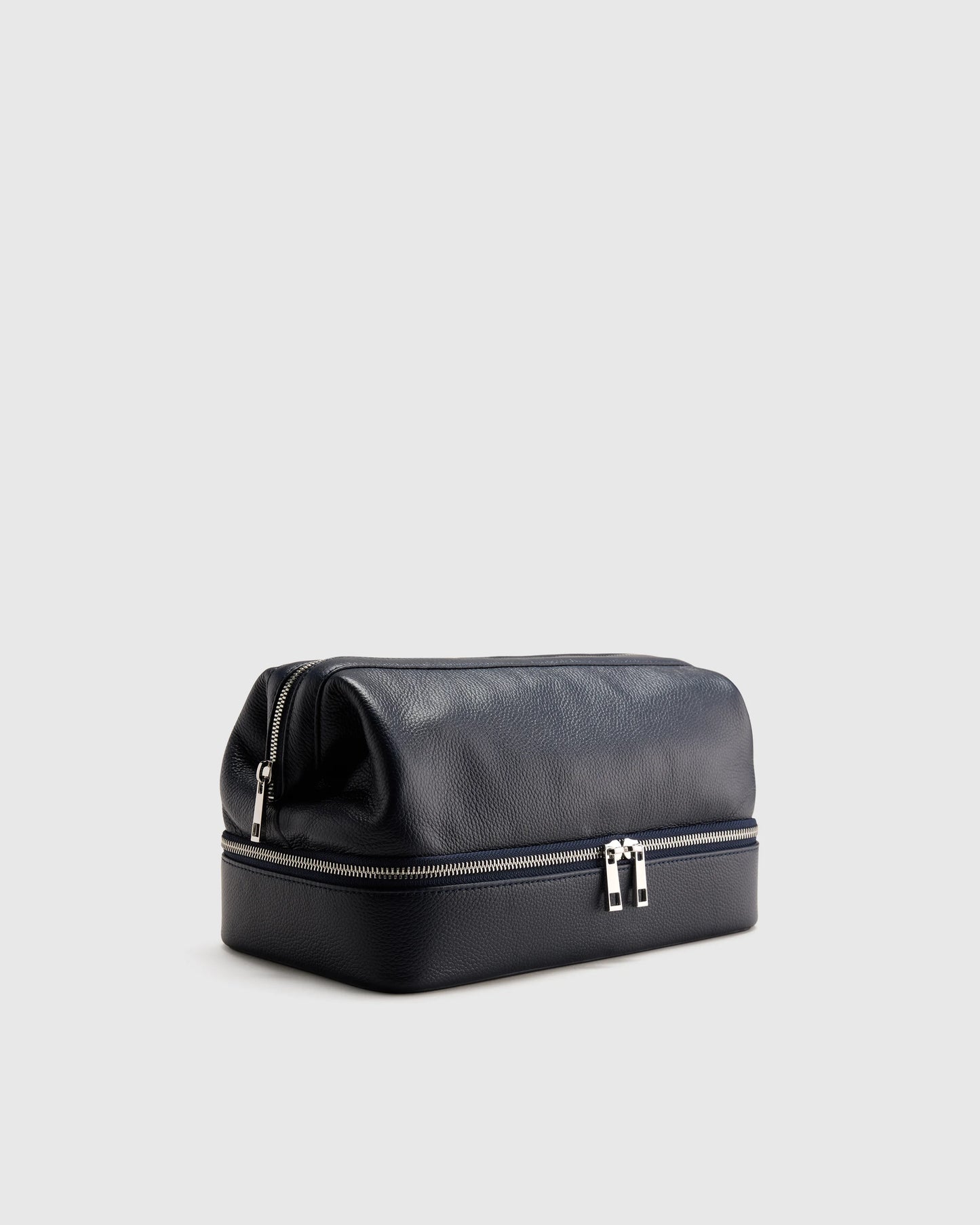 Italian Leather Dual Compartment Toiletry Bag - One Size / Ruby Red