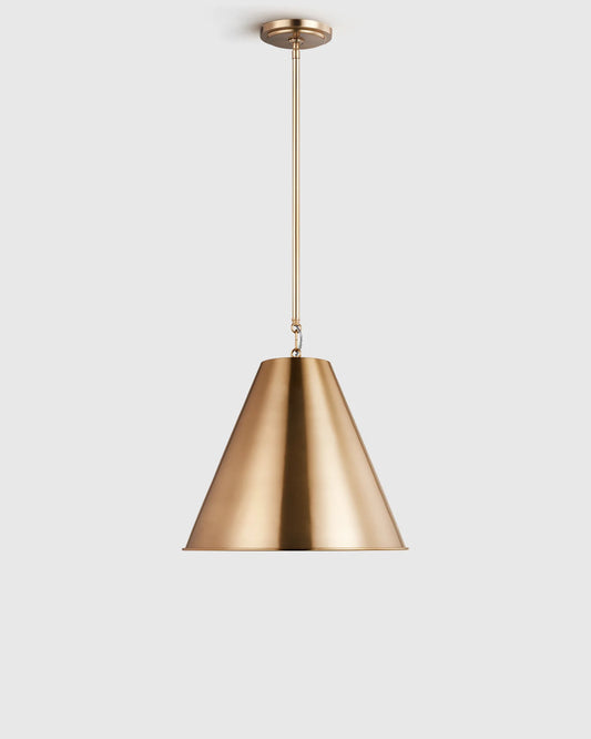 Tapered Steel Shade Pendant Light - One Size / Brass