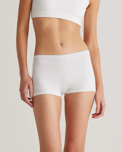 Organic Cotton Boyshort (6-pack) - XS / Black/Soft White/Ocean