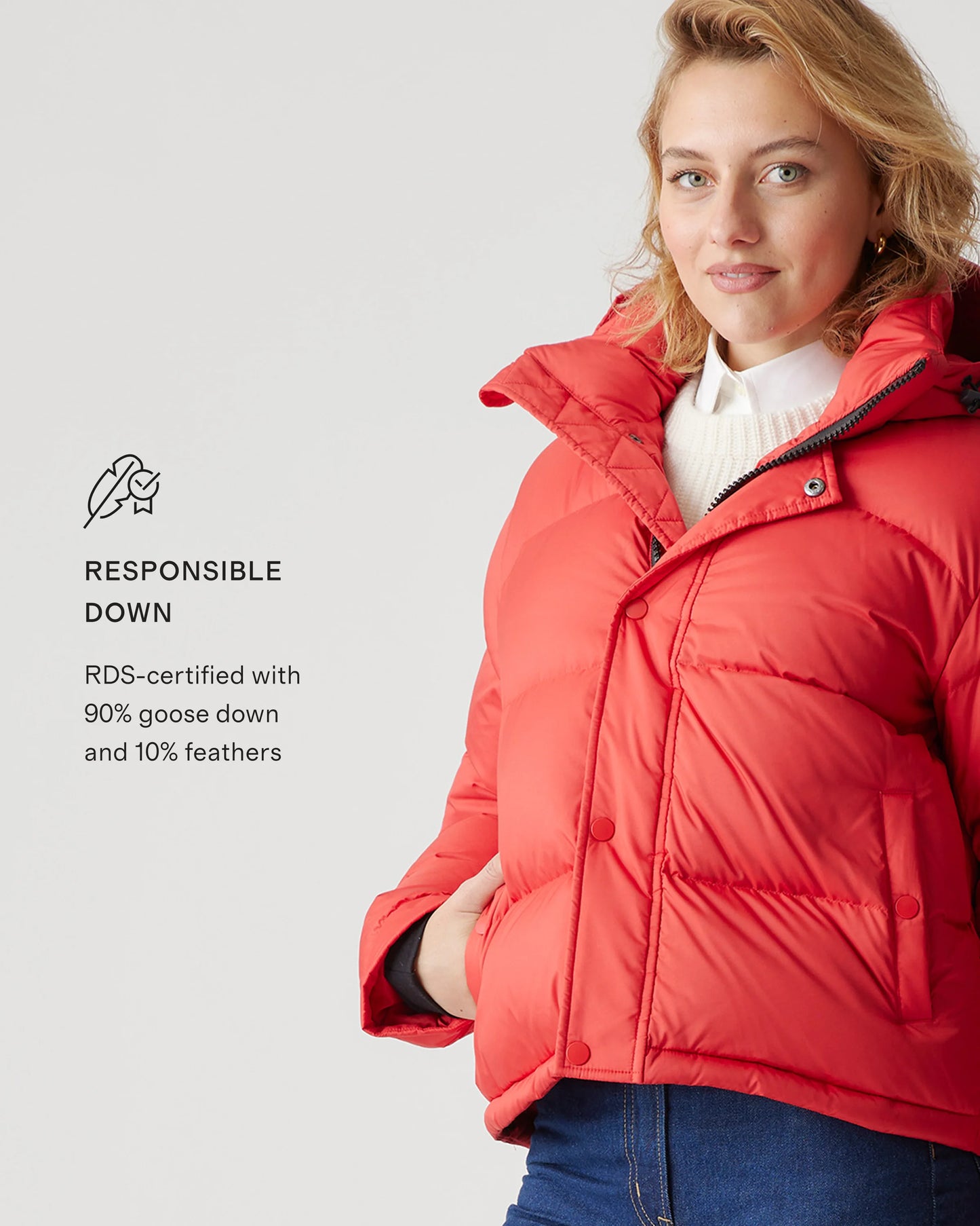 Responsible Down Cropped Puffer Jacket - XS / Shiny Black