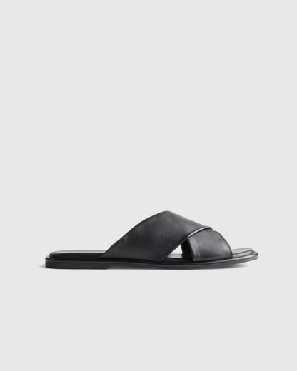 Italian Leather Crossover Slide - 5 / Cognac