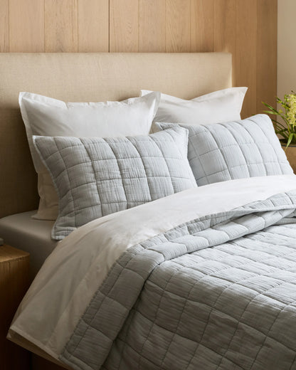 Organic Cotton Gauze Box Quilt - Twin / Mineral